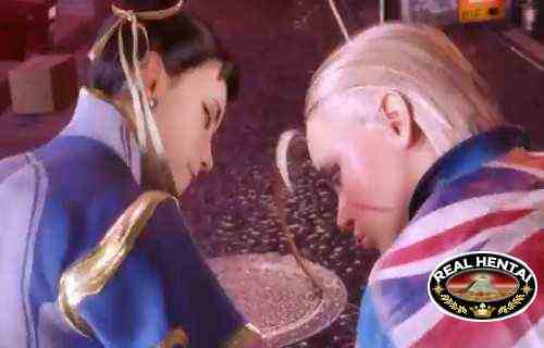 Street fighter Chun Li threesome with Cammy riding Yuri's dick
